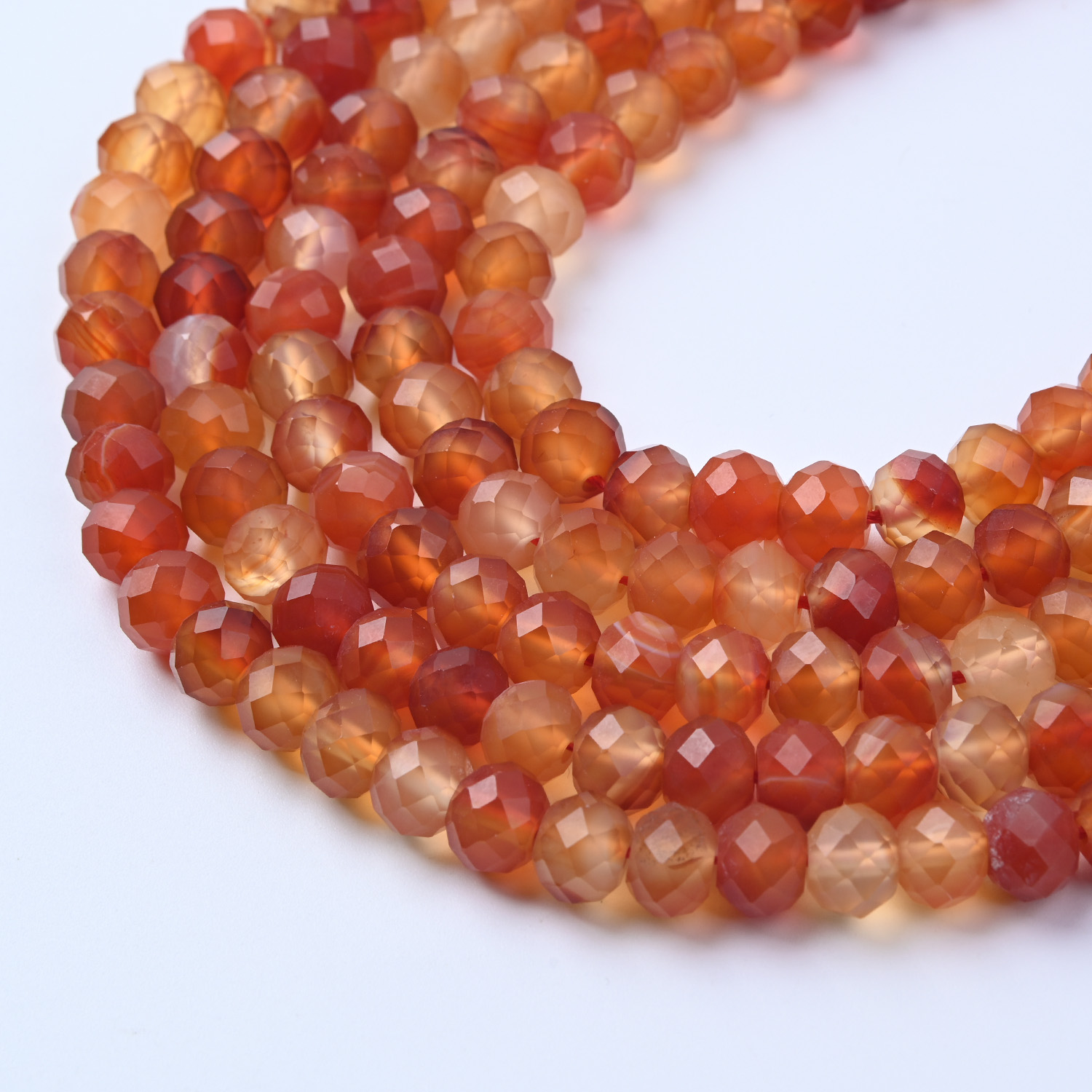 Natural Fire Agate Faceted Gemstone Beads 8mm Genuine Grade AAA Round Loose Bead for Jewelry Making 15.5" Full Strand GRN713
