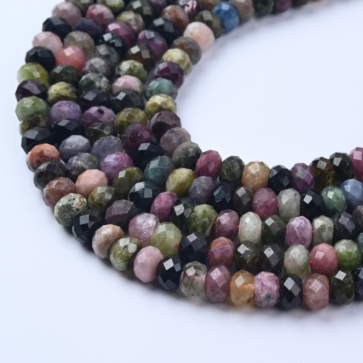 Natural Multicolor Tourmaline Gemstone Grade AAA Faceted Rondelle 8mm Loose Beads for DIY Jewelry making 15.5" Full Strand GRN714