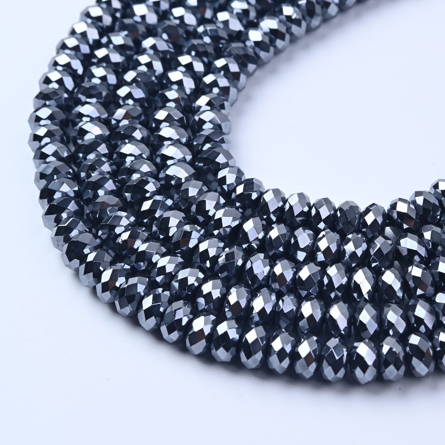 AAA Natural terahertz Stone Bead Faceted 8mm Rondelle Shape Bead Natural Silver Color Gemstone for Jewelry Making  full strand 15.5” GRN715