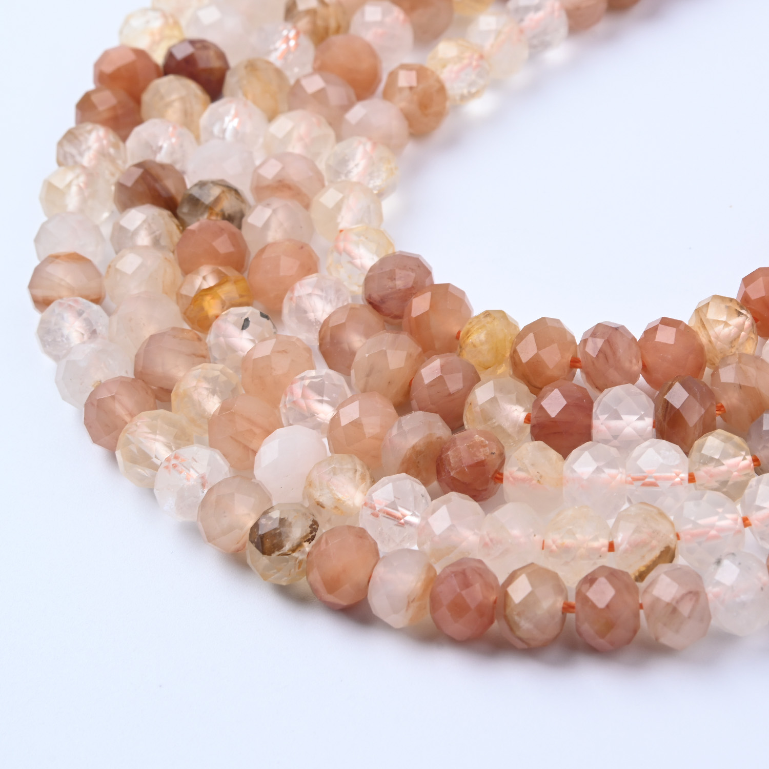 8mm Multi Color Rutilated Quartz Faceted Beads Genuine ColorfulQuartz Beads 15.5" Gemstone Beads for Jewelry Making DYI Beading Gift GRN716