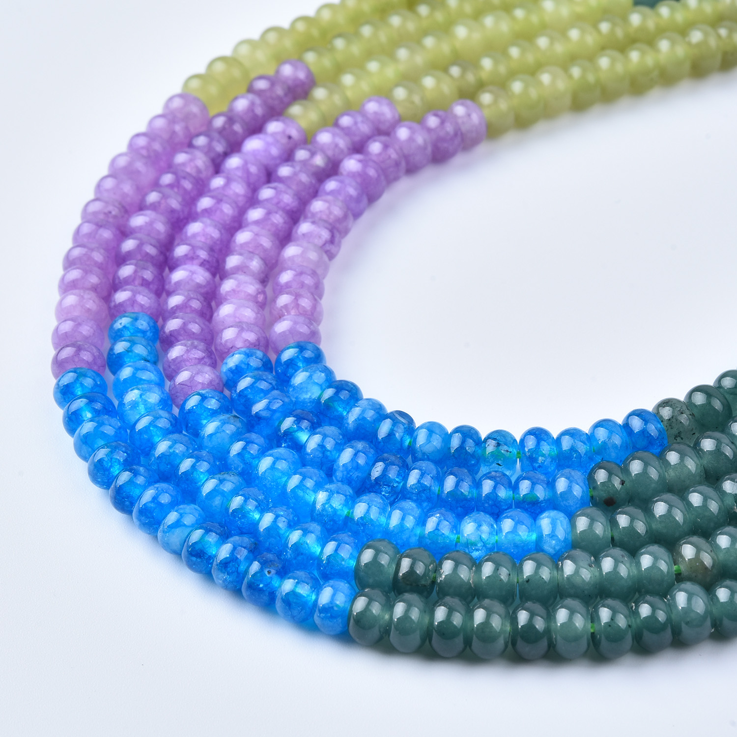 Blue Apatite Amethyst Prehnite Moss Agate Mix 6mm Smooth Rondelle Gemstone Bead Strand, 15.5in Full Strand, GRN737