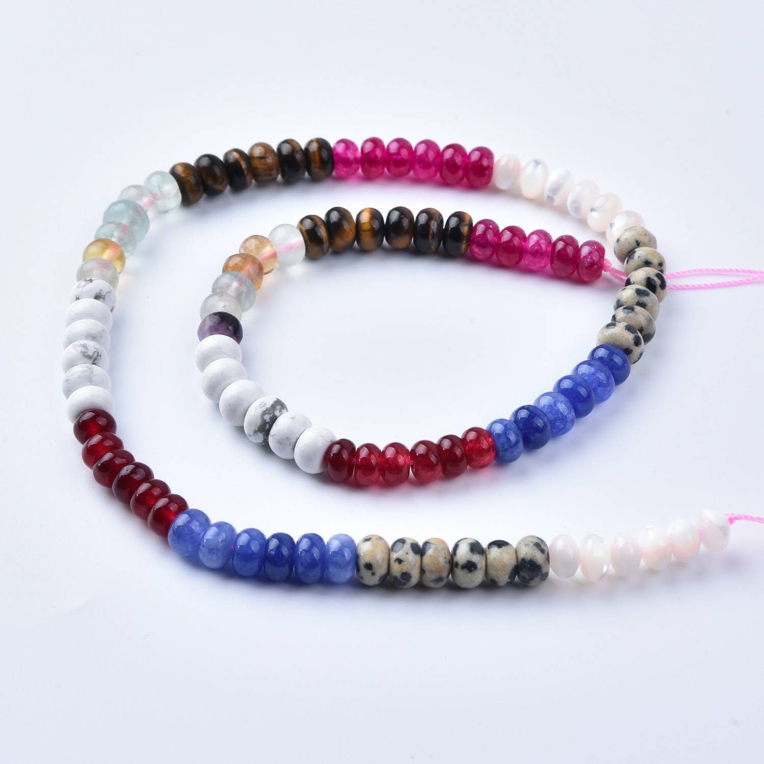 Howlite Dalmatian Jasper Tiger Eye Agate Quartz Mix 6mm Smooth Rondelle Gemstone Beads Strand,15.5in Full Strand, GRN739 - Image 4