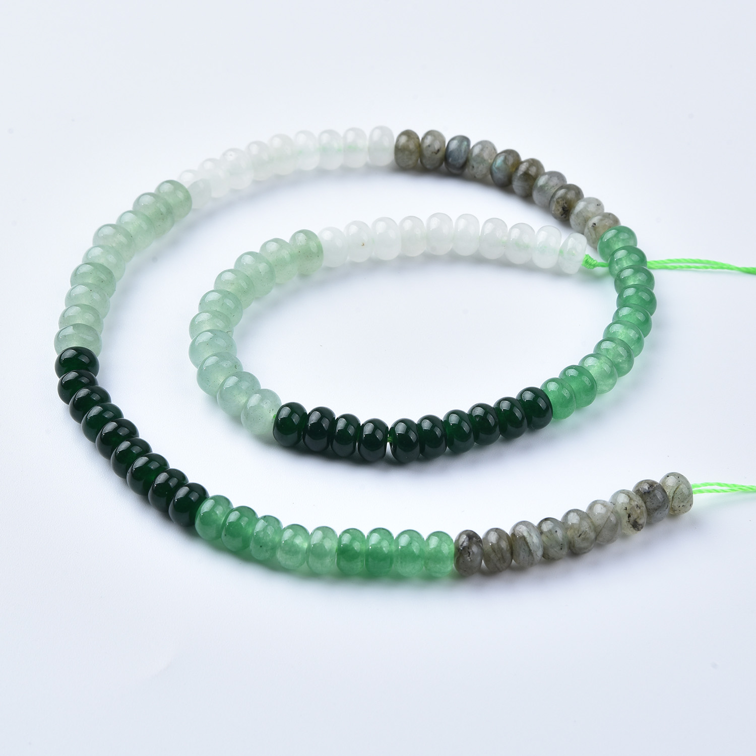 Green Aventurine Jade White Quartz Labradorite Mix 6mm Smooth Rondelle Gemstone Beads Strand, 15.5in Full Strand, GRN740 - Image 4