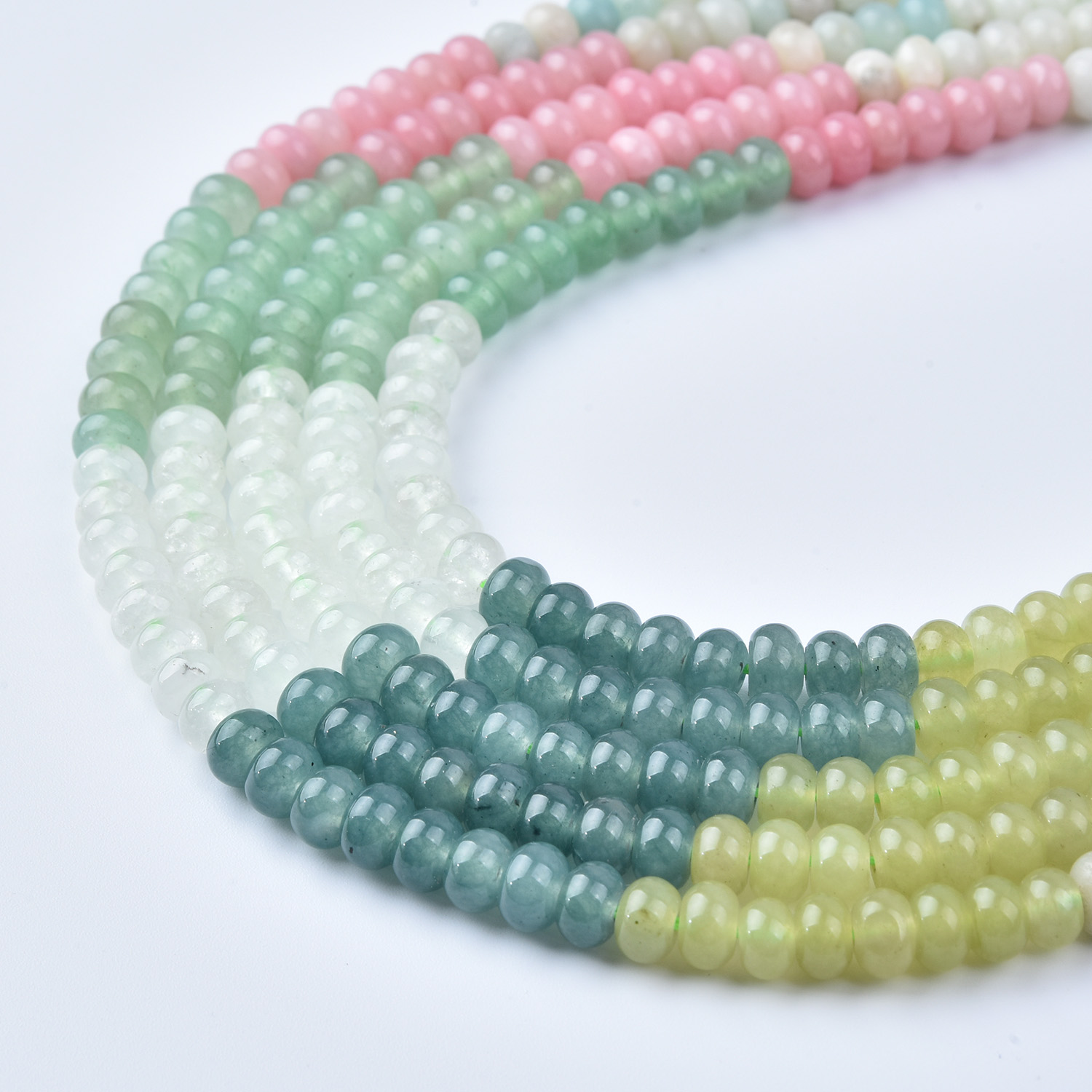 Pastel Mix Morganite Aquamarine Aventurine Quartz Beads 6mm Smooth Rondelle Gemstone Beads Strand, 15.5in Full Strand, GRN741