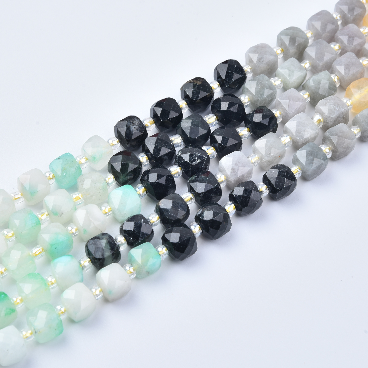 7mm Onyx Citrine Aventurine Quartz Smooth Cube Cut Mixed Gemstone Beads Strand, Neutral Earth Tone Stones Jewelry Making Supplies GRN761 - Image 3