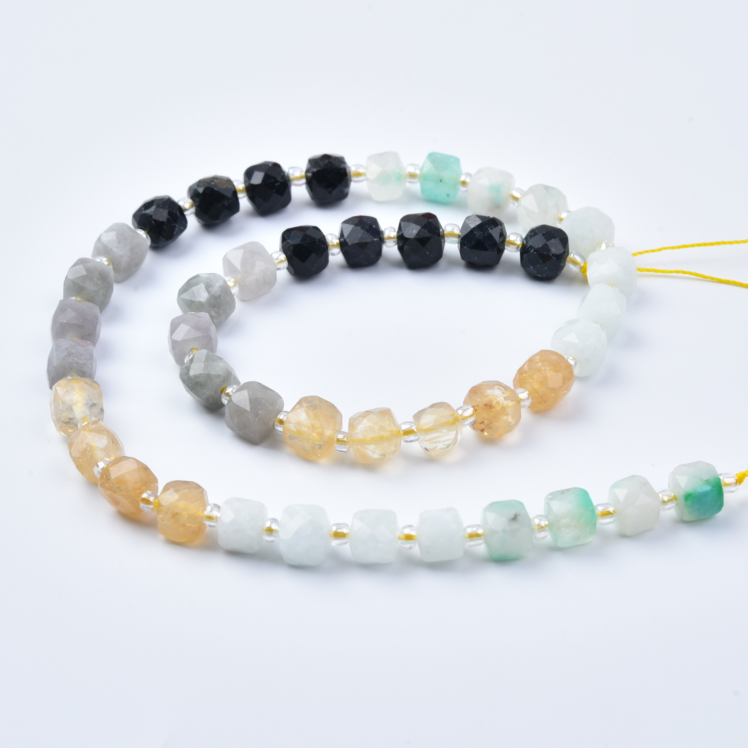 7mm Onyx Citrine Aventurine Quartz Smooth Cube Cut Mixed Gemstone Beads Strand, Neutral Earth Tone Stones Jewelry Making Supplies GRN761 - Image 4