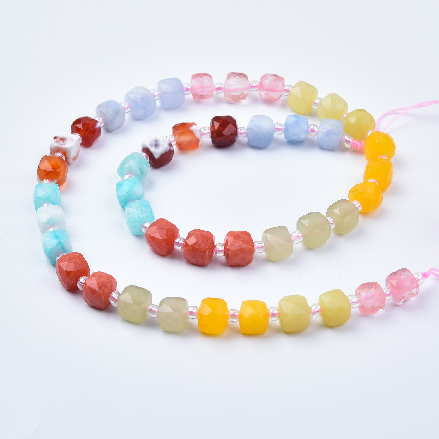 7mm Colorful Pastel Cube Beads Smooth Cube Cut Gemstone Yellow Quartz Carnelian Red Jasper Blue Quartz Beads Strand GRN773 - Image 4