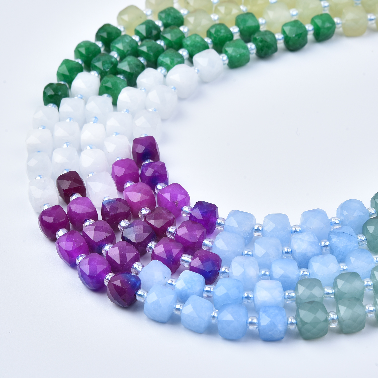 7mm Blue Green Pastel Cube Beads Smooth Cube Cut Gemstone Beads Strand Aventurine Blue Quartz Yellow Quartz Jewelry Making Supplies GRN774