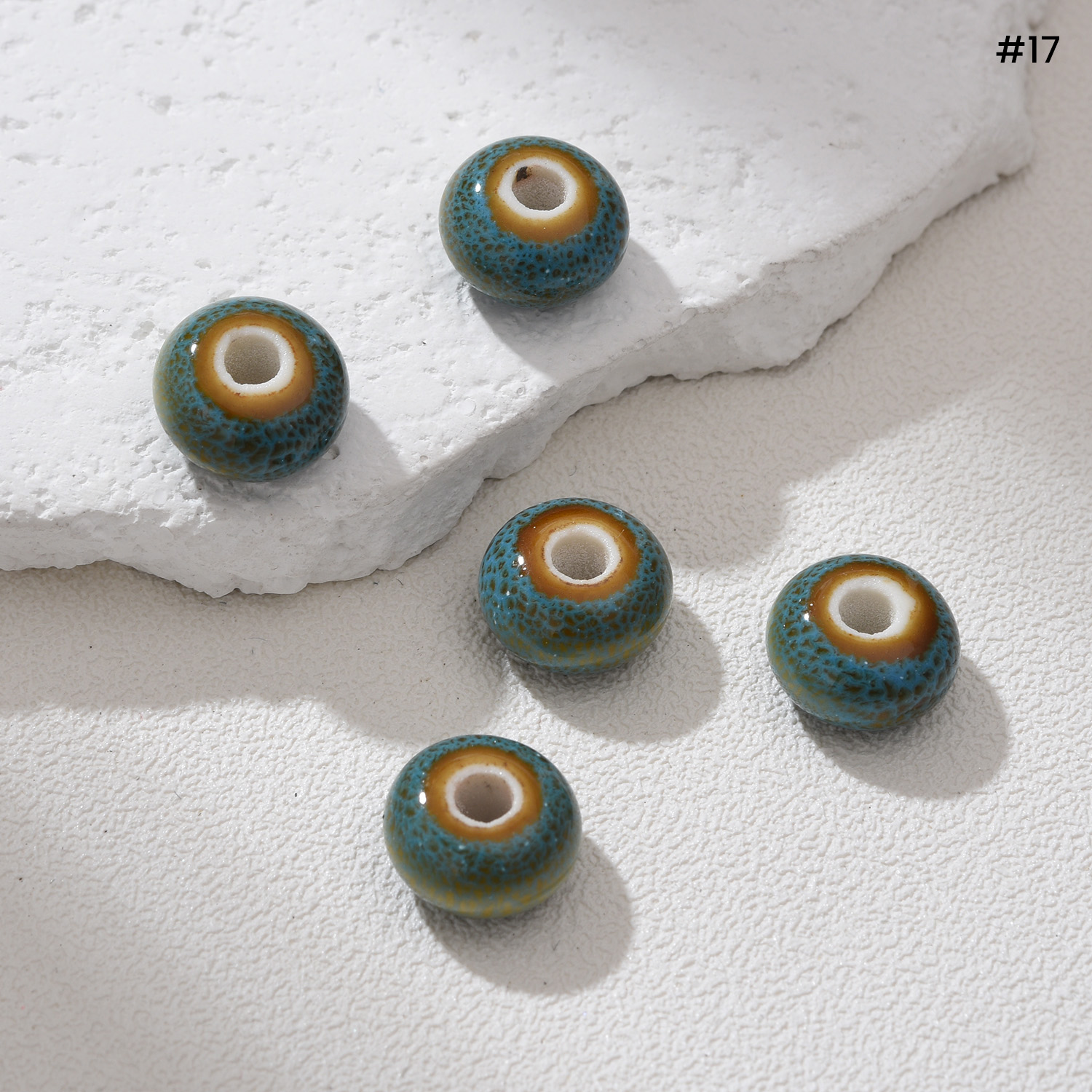 Boho Large Hole Ceramic Bead 12x17mm Handmade Clay Pottery Bead Rustic Artisan Spacer Bead Unique Jewelry Making Craft Supply ORG280