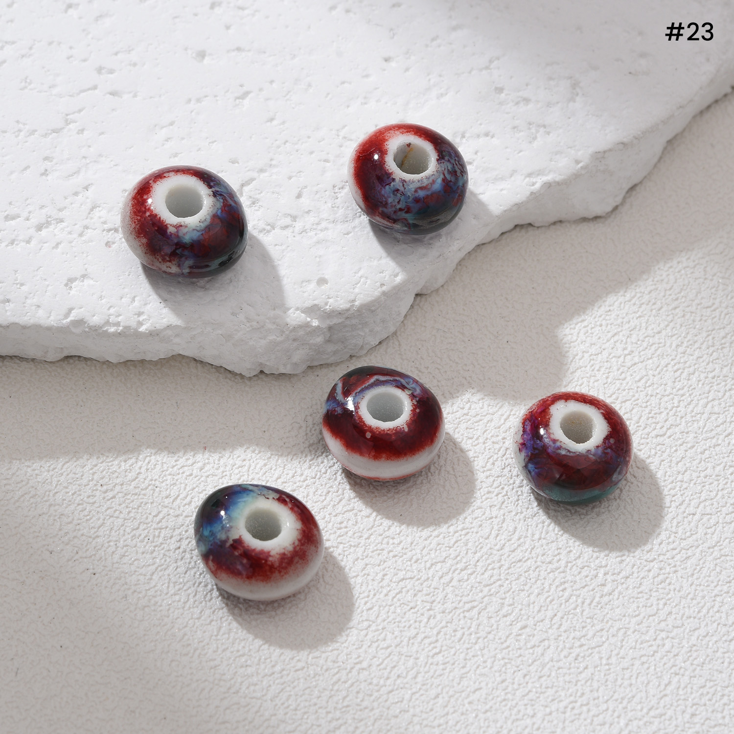 Boho Large Hole Ceramic Bead 12x17mm Handmade Clay Pottery Bead Rustic Artisan Spacer Bead Unique Jewelry Making Craft Supply ORG280 - Image 7