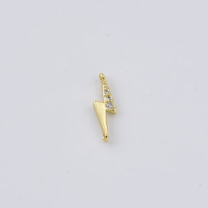 Lightning Bolt Connector Charm, Gold Filled Crystal Accent Link for DIY Necklace Bracelet Jewelry Making, Minimalist Thunder Charm, CN504