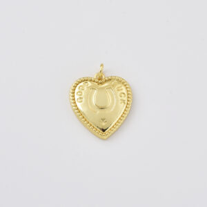 Gold Filled Lucky Heart Pendant, Good Luck Horseshoe Heart Charm for DIY Necklace Bracelet Jewelry Making Supplies, Gift for Her, CP2396