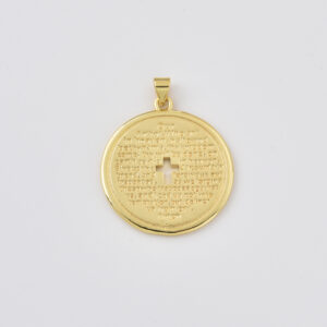 Gold Filled Lord’s Prayer Cross Pendant, Our Father Prayer Coin Charm for DIY Necklace Bracelet Religious Jewelry Making, CP2398