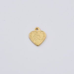 Gold Filled Heart Coin Charm Pendant, Vintage Royal Profile Heart Tag for DIY Necklace Bracelet Jewelry Making, Minimalist Coin Charm CP2402