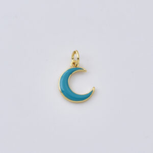 Gold Filled Enamel Crescent Moon Charm Pendant, Blue Moon Charm for DIY Necklace Bracelet Jewelry Making, Minimalist Moon Charm, CP2405