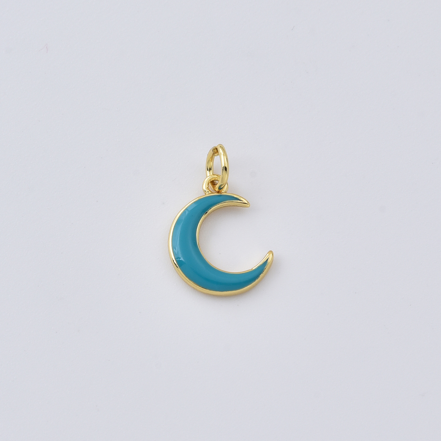 Gold Filled Enamel Crescent Moon Charm Pendant, Blue Moon Charm for DIY Necklace Bracelet Jewelry Making, Minimalist Moon Charm, CP2405