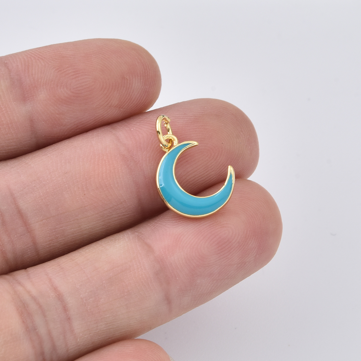 Gold Filled Enamel Crescent Moon Charm Pendant, Blue Moon Charm for DIY Necklace Bracelet Jewelry Making, Minimalist Moon Charm, CP2405 - Image 2