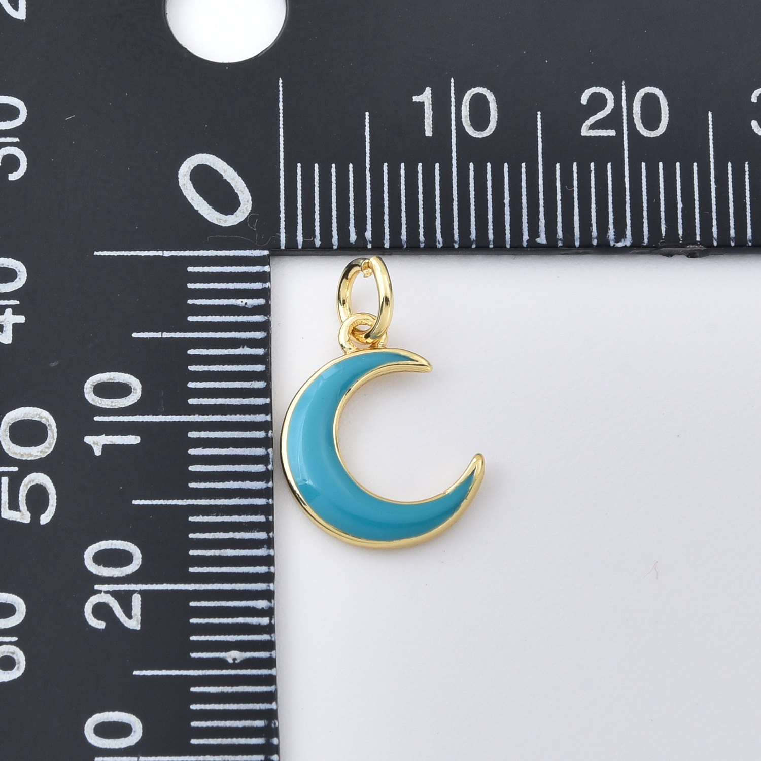Gold Filled Enamel Crescent Moon Charm Pendant, Blue Moon Charm for DIY Necklace Bracelet Jewelry Making, Minimalist Moon Charm, CP2405 - Image 3