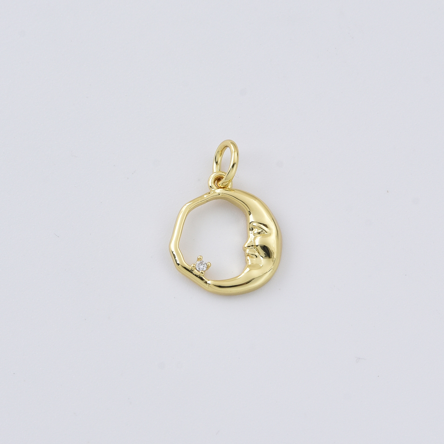 Gold Filled Moon Face Charm Pendant, Crescent Moon Charm for DIY Necklace Bracelet Jewelry Making, Minimalist Moon Charm, Gift, CP2406