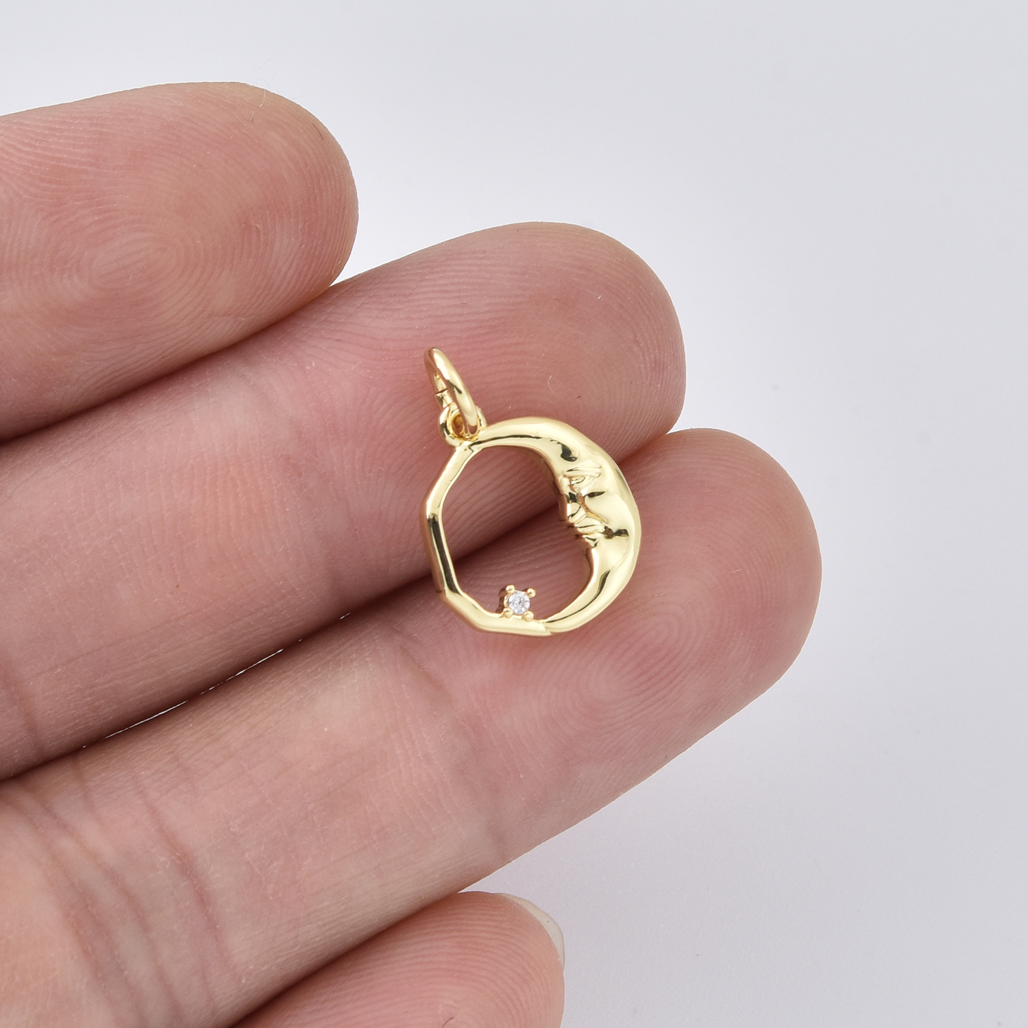 Gold Filled Moon Face Charm Pendant, Crescent Moon Charm for DIY Necklace Bracelet Jewelry Making, Minimalist Moon Charm, Gift, CP2406 - Image 2