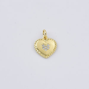 Gold Filled Heart Charm Pendant, Beaded Edge Heart Charm for DIY Necklace Bracelet Jewelry Making, Simple Heart Charm, Gift for Her, CP2409