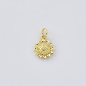 Gold Filled Sunflower Charm Pendant, Textured Flower Charm for DIY Necklace Bracelet Jewelry Making, Simple Flower Gift Charm, CP2413
