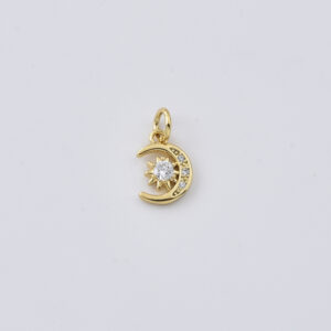 Gold Filled Crescent Moon and Sun Charm Pendant, Small Celestial Charm for DIY Necklace Bracelet Jewelry Making, Simple Moon Charm, CP2416
