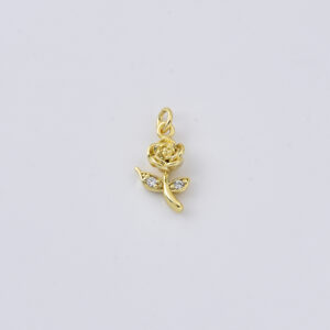 Gold Filled Rose Flower Charm Pendant, Small Floral Charm for DIY Necklace Bracelet Jewelry Making, Simple Rose Charm, Gift for Her, CP2417