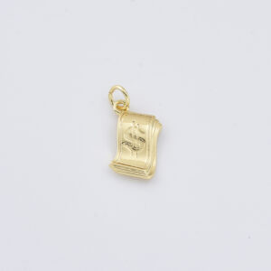 Gold Filled Money Stack Charm Pendant, Dollar Symbol Cash Charm for DIY Necklace Bracelet Jewelry Making, Simple Money Gift Charm, CP2419