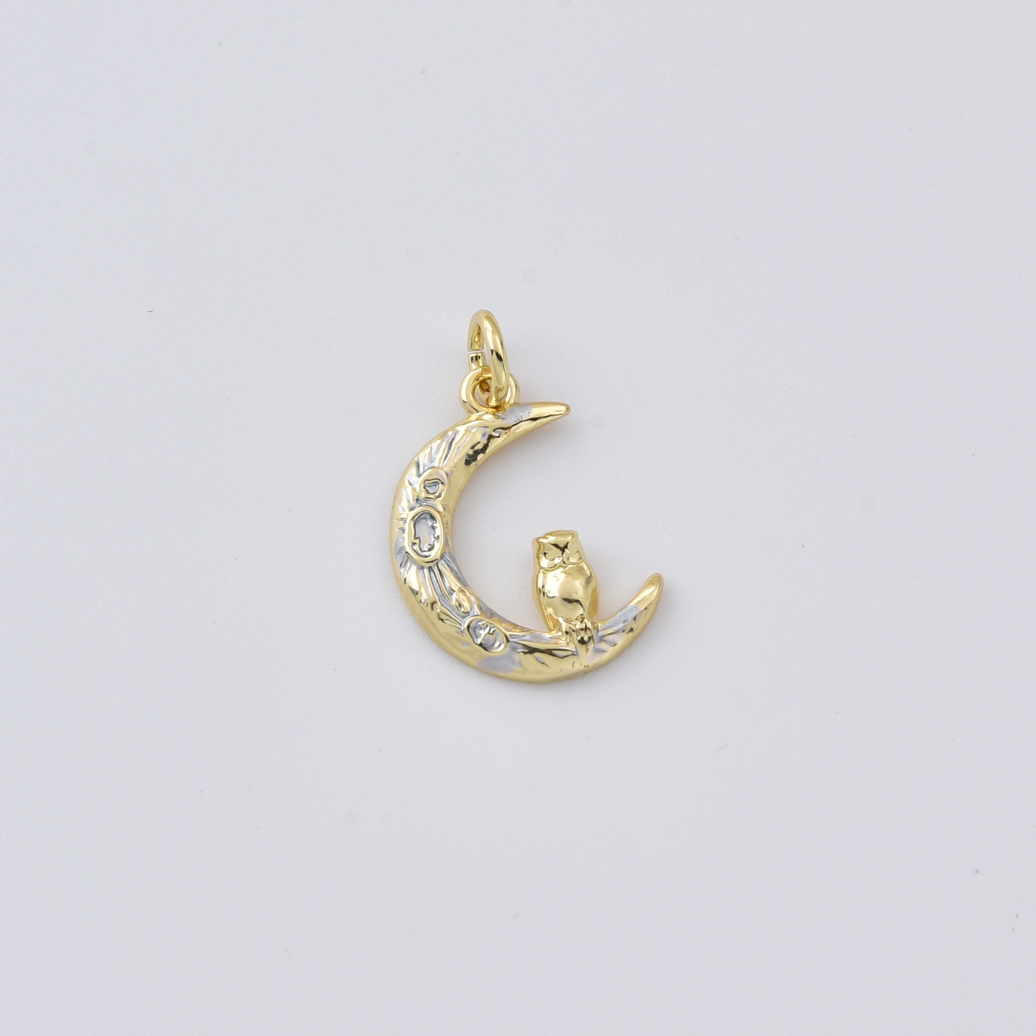 Gold Filled Crescent Moon Owl Charm Pendant, Celestial Moon Animal Charm for DIY Necklace Bracelet Jewelry Making, Moon Owl Charm, CP2422