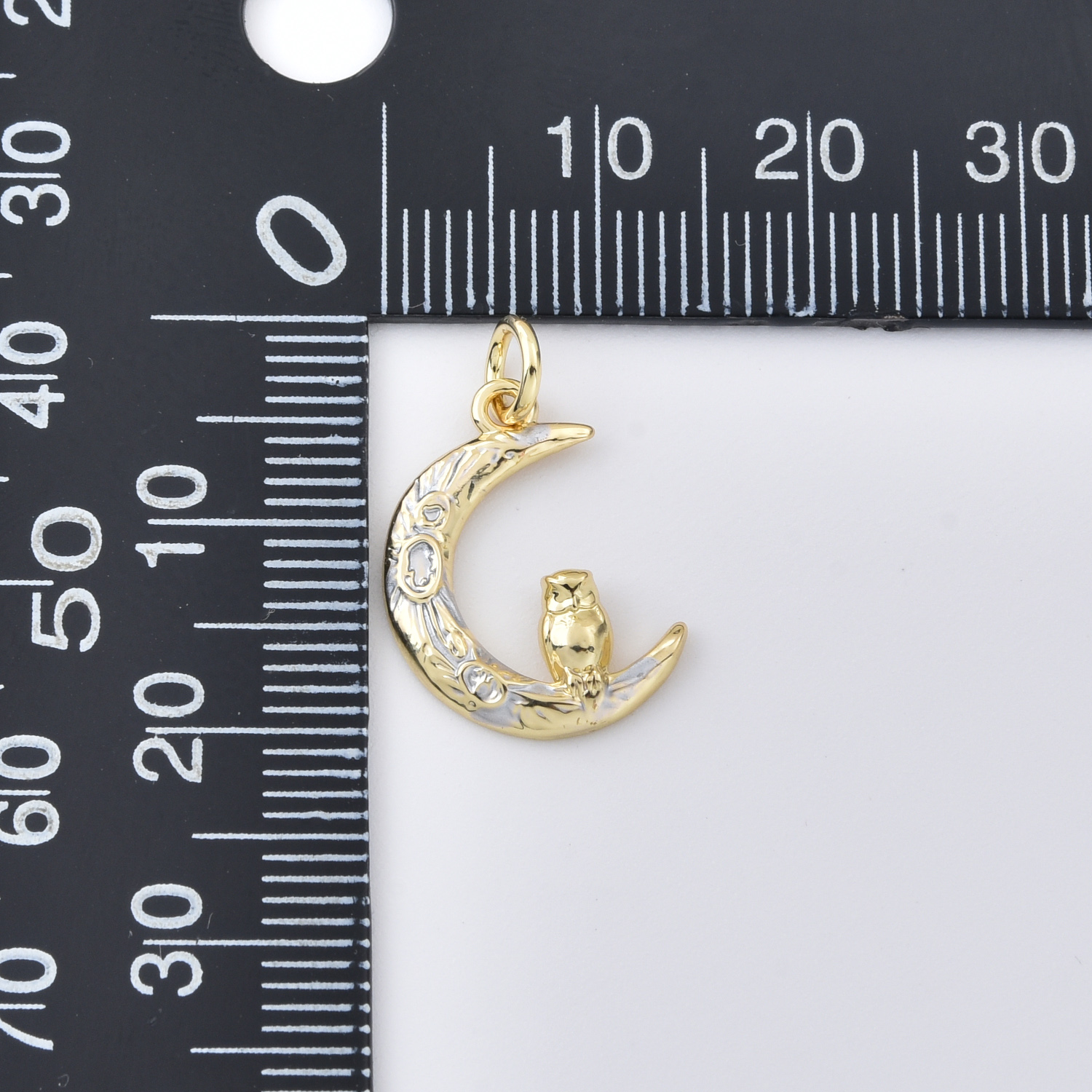 Gold Filled Crescent Moon Owl Charm Pendant, Celestial Moon Animal Charm for DIY Necklace Bracelet Jewelry Making, Moon Owl Charm, CP2422 - Image 3