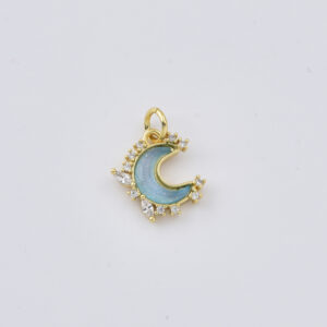 Gold Filled Enamel Crescent Moon Charm Pendant, Celestial Moon Design for DIY Necklace Bracelet Jewelry Making, Color Moon Charm, CP2424