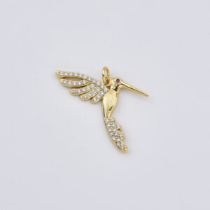 Gold Filled Flying Hummingbird Charm Pendant, Detailed Bird Animal Design for DIY Necklace Bracelet Jewelry Making, Hummingbird Charm CP2426