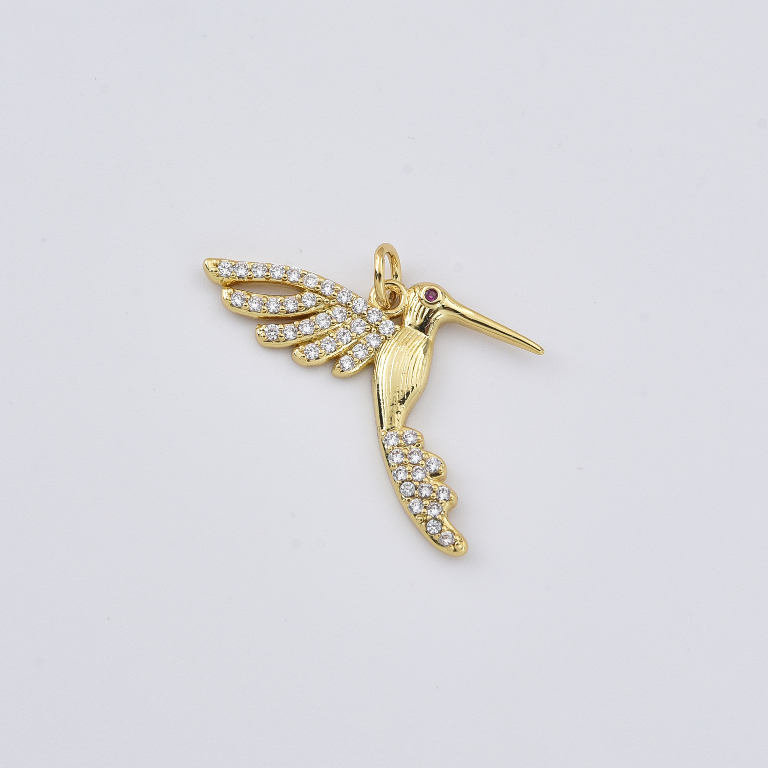 Gold Filled Flying Hummingbird Charm Pendant, Detailed Bird Animal Design for DIY Necklace Bracelet Jewelry Making, Hummingbird Charm CP2426