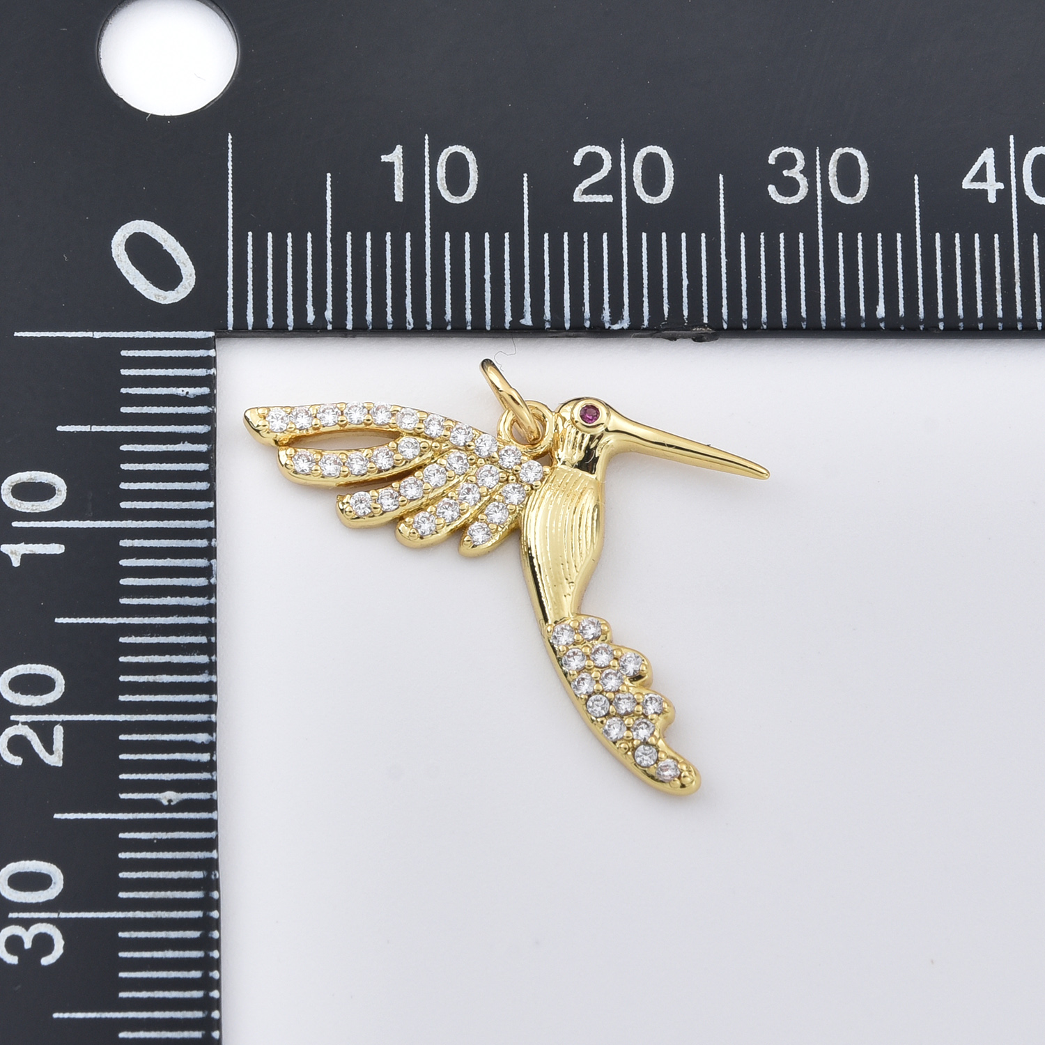 Gold Filled Flying Hummingbird Charm Pendant, Detailed Bird Animal Design for DIY Necklace Bracelet Jewelry Making, Hummingbird Charm CP2426 - Image 3