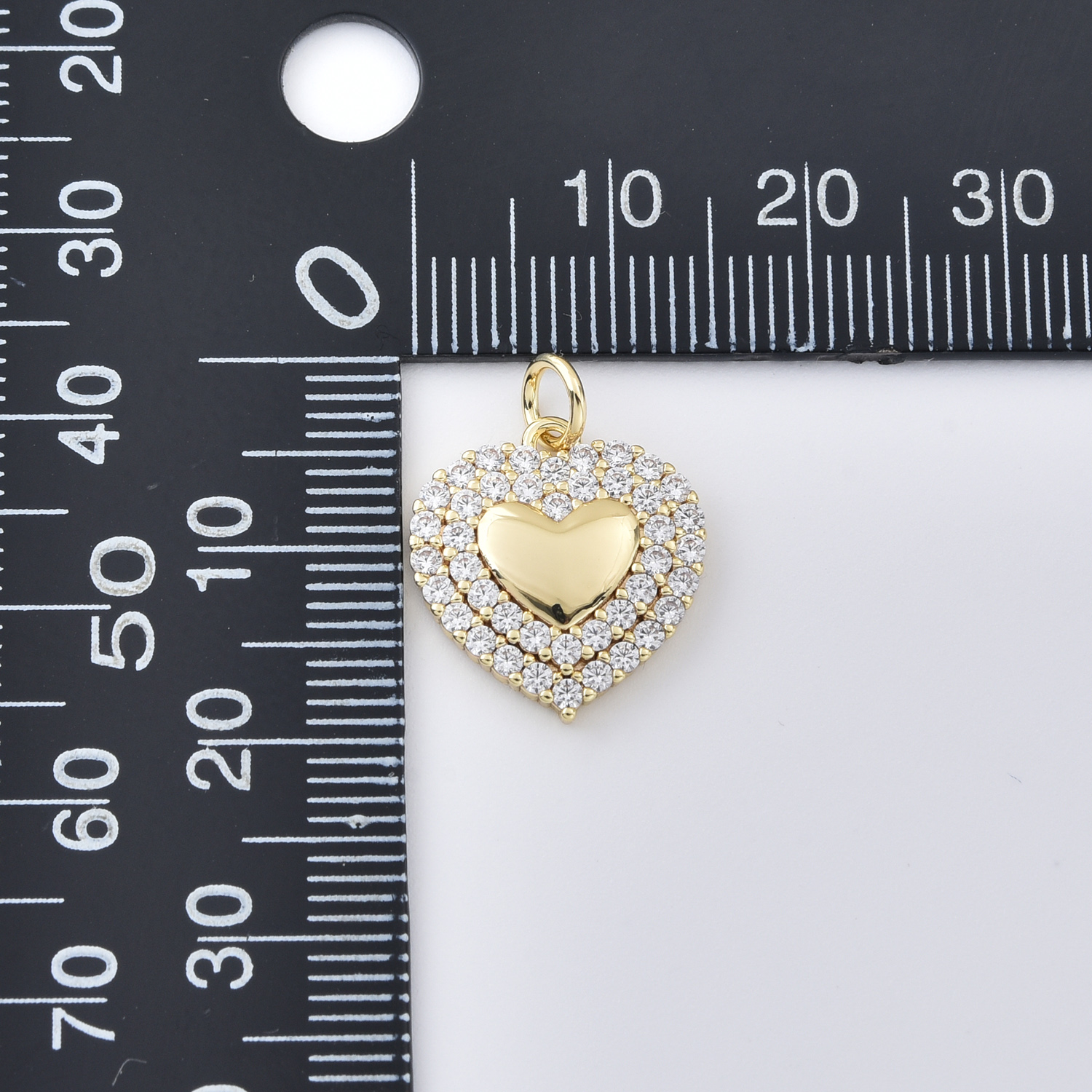 Gold Filled Heart Charm Pendant, Layered Double Heart Design with Textured Border for DIY Necklace Bracelet Jewelry Making, Gift, CP2427 - Image 3
