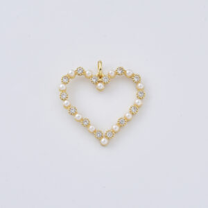 Dainty Pearl Heart Pendant Charm, Gold Filled Heart Necklace Pendant for DIY Jewelry Making, Romantic Love Charm, Bridal Style, Gift, CP2430