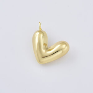 Asymmetrical Heart Charm, Gold Filled Modern Heart Necklace Pendant for DIY Jewelry Making, Minimalist Love Charm, Puffy Heart Gift, CP2432