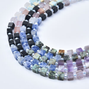 Mixed Gemstone 4mm Smooth Cube Bead Strand Natural Quartz Jasper Onyx Style Beads GRN784