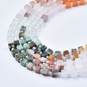 Mixed Gemstone 4mm Smooth Cube Bead Strand Natural Quartz Jasper Variety Stone Beads GRN785