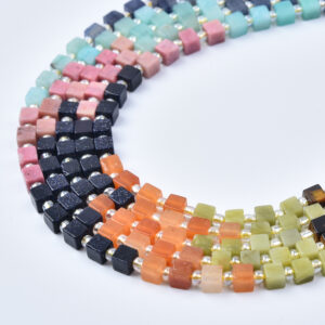4mm Gemstone Cube Beads Strand Natural Mixed Stone Beads for Bracelets, Necklaces, Jewelry Making GRN790