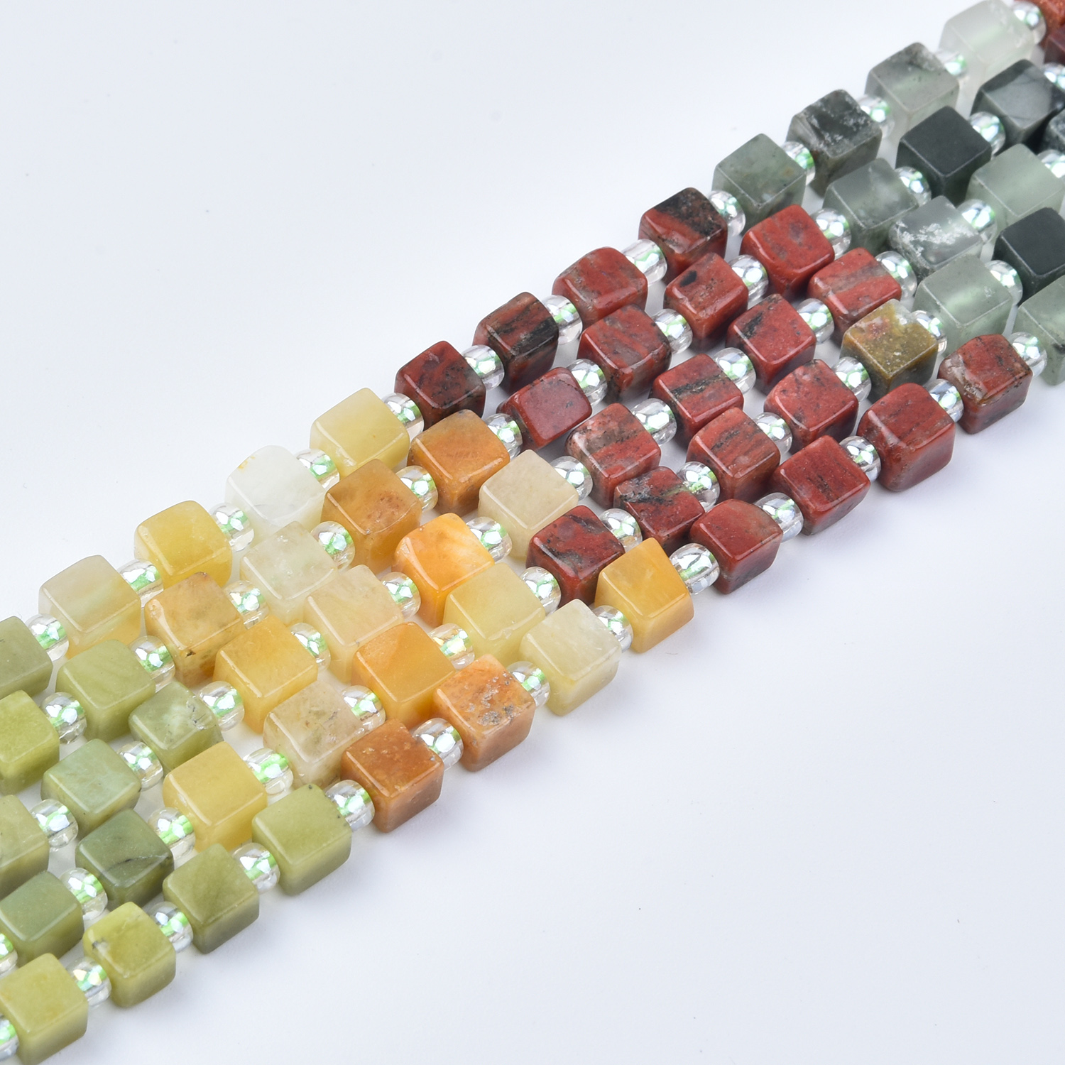 4mm Mixed Gemstone Cube Beads Strand with Sodalite, Tiger Eye, Jasper, Aventurine & Quartz GRN793 - Image 3