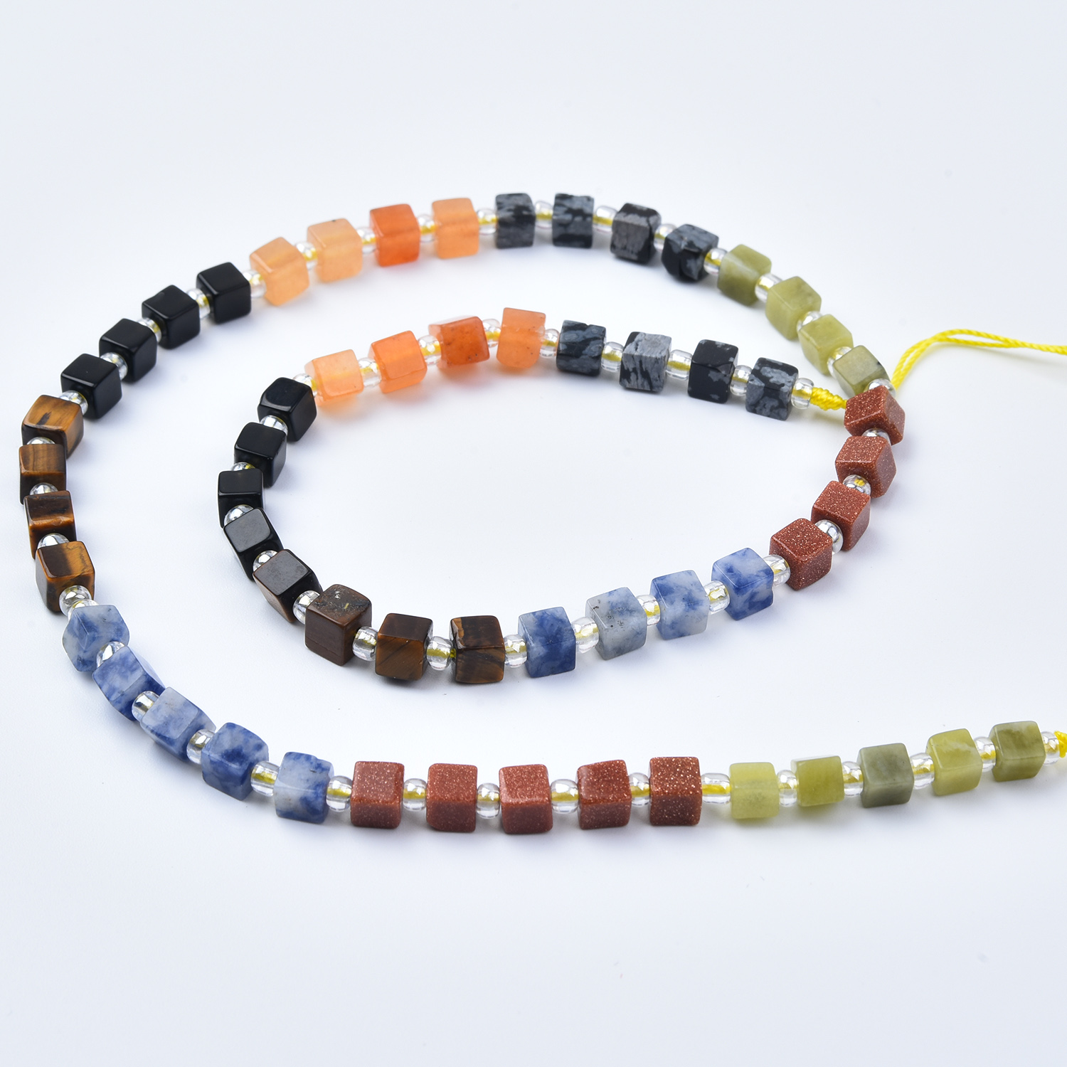 4mm Carnelian, Tiger Eye, Sodalite, Onyx, Jasper & Quartz Mixed Gemstone Cube Beads Strand GRN801 - Image 4