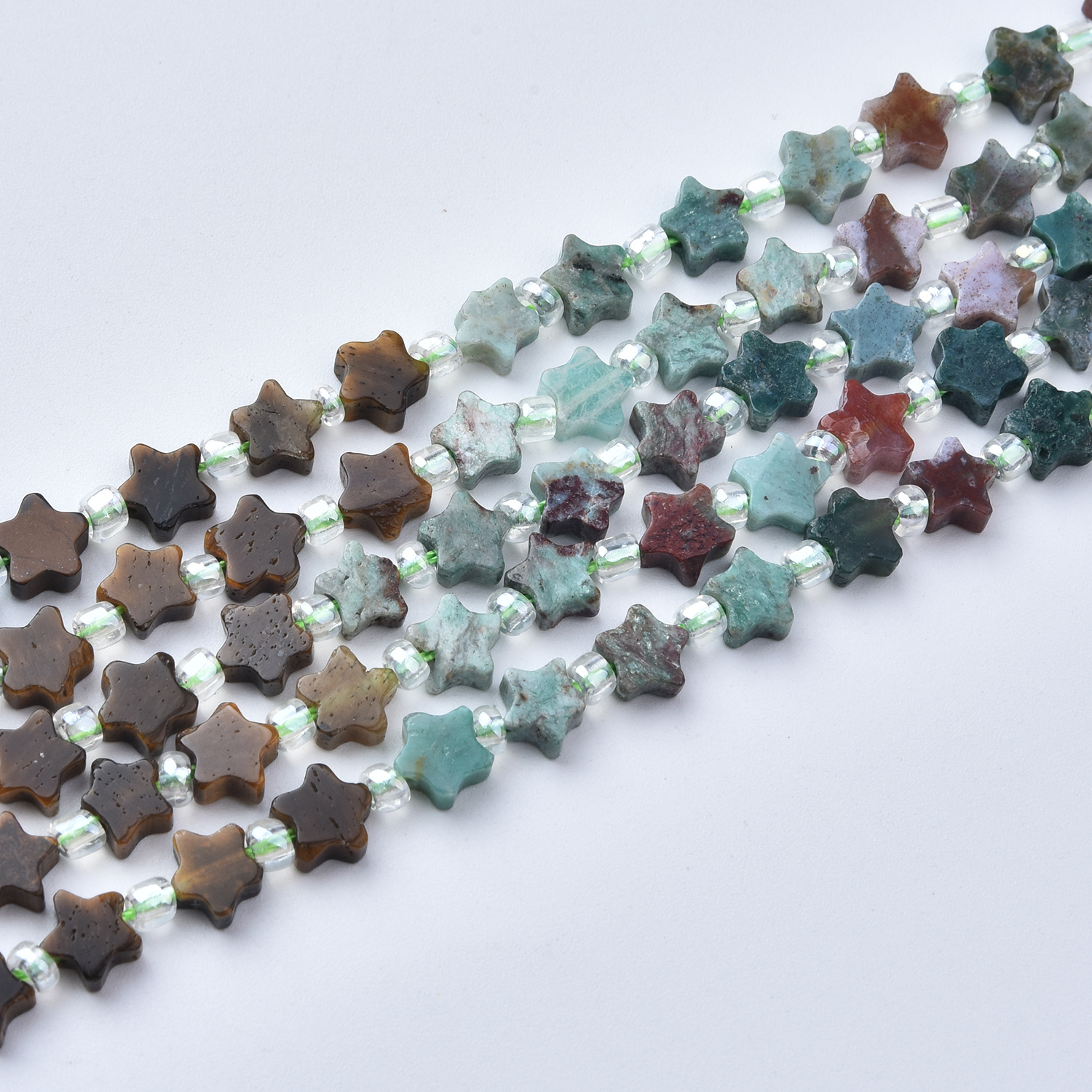 Mixed Natural Gemstone Star Beads Indian Agate Jasper Tiger Eye Assorted Stone Beads for Jewelry Making GRN805 - Image 3