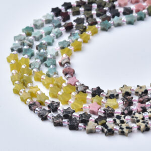Mixed Natural Gemstone Star Beads Unakite African Turquoise Jasper Assorted Stone Beads for Jewelry Making GRN806