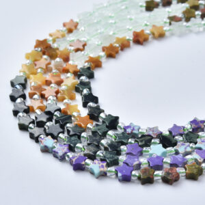 Unakite Tiger Eye Cherry Quartz Assorted Stone Beads Mixed Natural Gemstone Star Beads for Jewelry Making GRN807