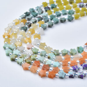 Assorted Natural Gemstone Stars Indian Agate Fancy Jasper Mixed Stone Beads for Celestial Jewelry Making GRN808