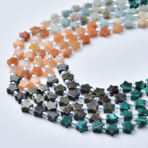 5mm Star Mixed Natural Gemstone Beads Strand, Indian Agate Jasper African Turquoise Jewelry Making Supply GRN809