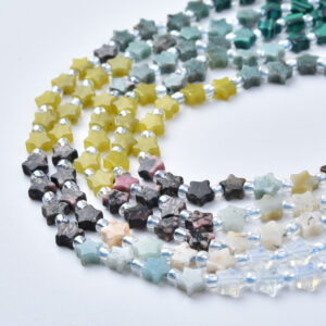 5mm Star Gemstone Beads Strand with Malachite Opalite African Turquoise, Celestial DIY Jewelry Supplies GRN811