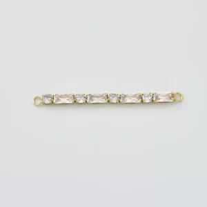 Gold Filled CZ Baguette Connector Bar, Rectangle and Round Link for DIY Necklace Bracelet Making, Elegant Wedding Gift Jewelry Supply, CN506